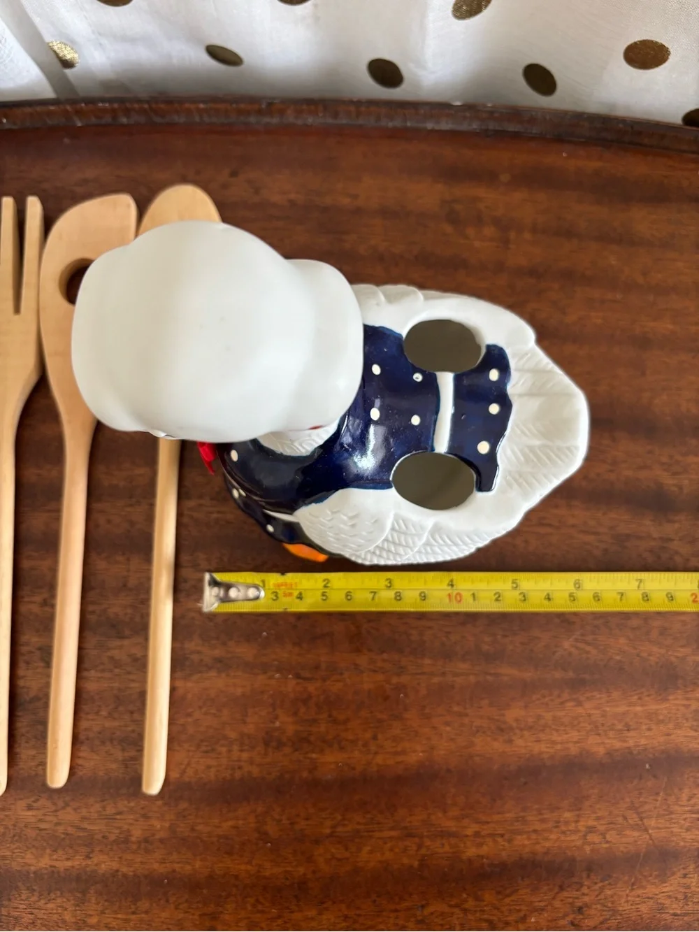 Vintage Giftco ceramic Goose Utensil/Potpourri Holder 80s NIB Polka Dots Hearts